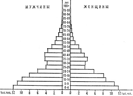 Возрастно-половая пирамида населения Мальдивской Республики. 1977